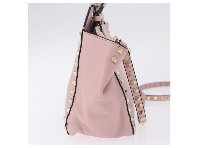 Borsa Tote VALENTINO Studs in pelle 2way Rosa Tono Oro Auth BA14769 - vista 6