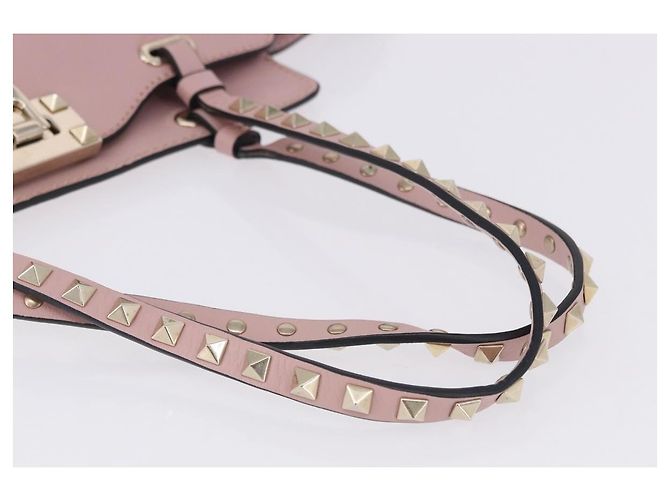 Borsa Tote VALENTINO Studs in pelle 2way Rosa Tono Oro Auth BA14769 - vista 8