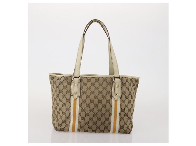 GUCCI Borsa Tote GG Canvas Sherry Line Set da 2 Beige Auth 193567 - vista 3