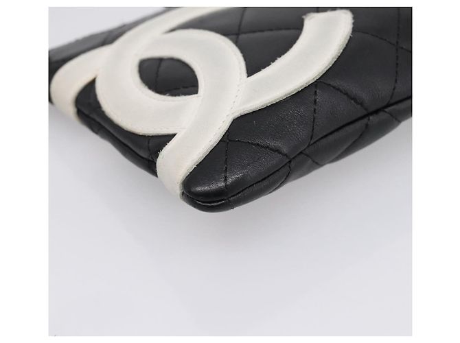 Pouch CHANEL Cambon Line Matelasse in pelle nera con CC argento Auth 197572A Nero - vista 10