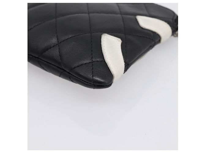 Pouch CHANEL Cambon Line Matelasse in pelle nera con CC argento Auth 197572A Nero - vista 11