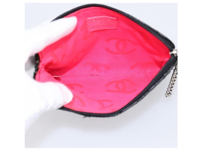 Pouch CHANEL Cambon Line Matelasse in pelle nera con CC argento Auth 197572A Nero - vista 15
