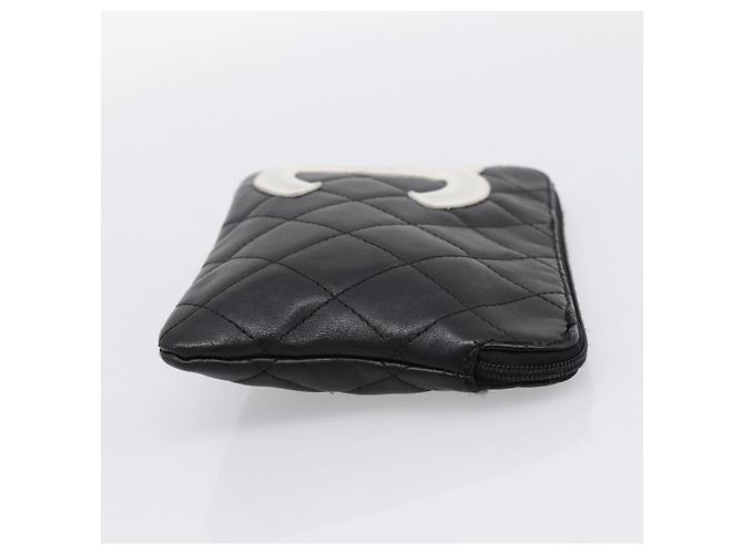 Pouch CHANEL Cambon Line Matelasse in pelle nera con CC argento Auth 197572A Nero - vista 5