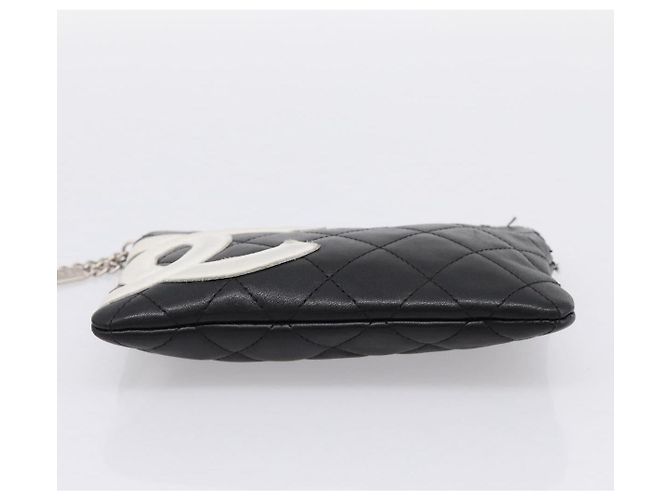Pouch CHANEL Cambon Line Matelasse in pelle nera con CC argento Auth 197572A Nero - vista 8