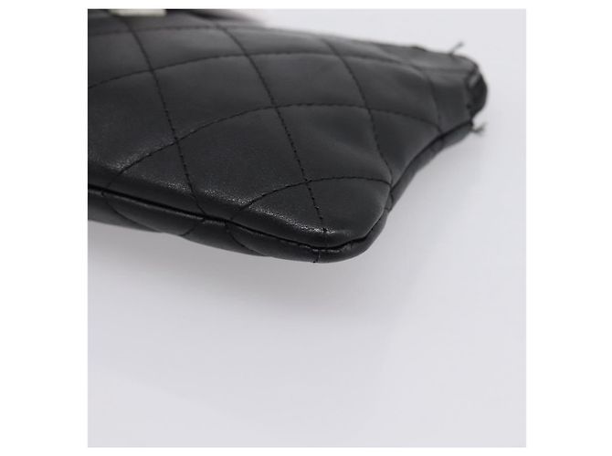 Pouch CHANEL Cambon Line Matelasse in pelle nera con CC argento Auth 197572A Nero - vista 9