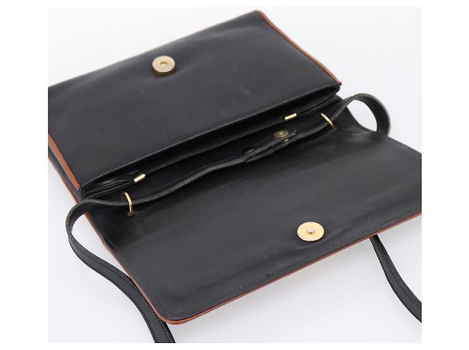 Céline Borsa a tracolla Circle in pelle nera e oro CELINE Auth am12378A Nero - vista 14