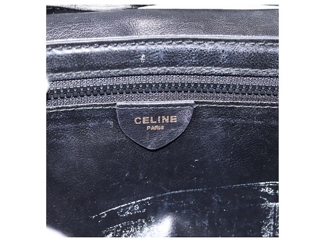 Céline Borsa a tracolla Circle in pelle nera e oro CELINE Auth am12378A Nero - vista 15