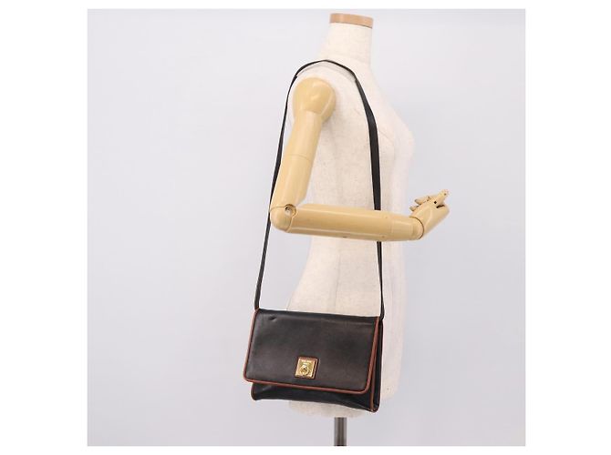 Céline Borsa a tracolla Circle in pelle nera e oro CELINE Auth am12378A Nero - vista 23