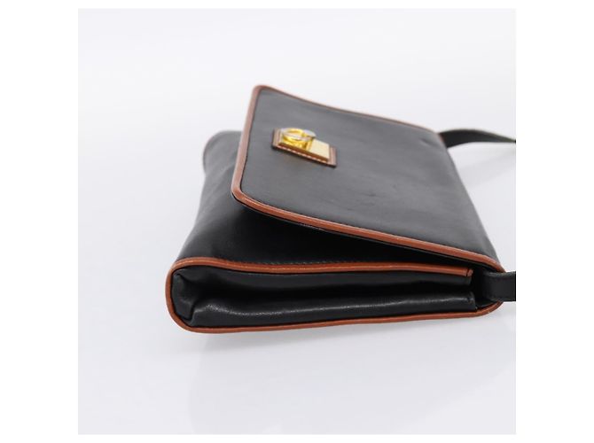 Céline Borsa a tracolla Circle in pelle nera e oro CELINE Auth am12378A Nero - vista 5