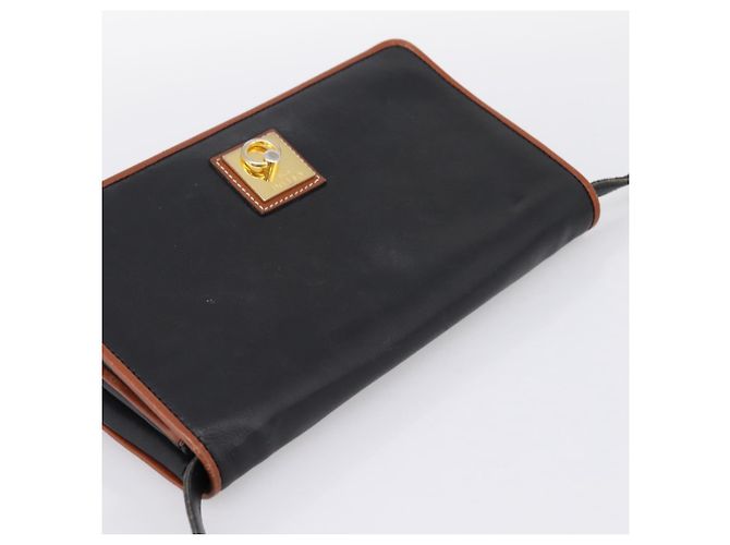 Céline Borsa a tracolla Circle in pelle nera e oro CELINE Auth am12378A Nero - vista 6