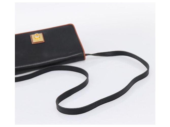 Céline Borsa a tracolla Circle in pelle nera e oro CELINE Auth am12378A Nero - vista 7