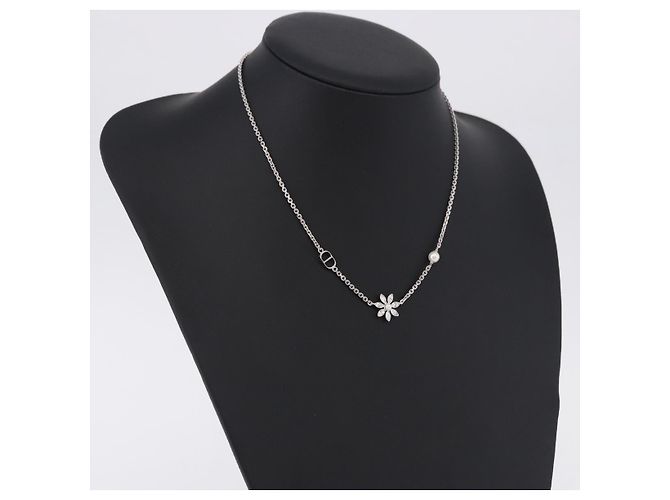 Collana Christian Dior metallo Silver Auth BA15231M Argento - vista 18
