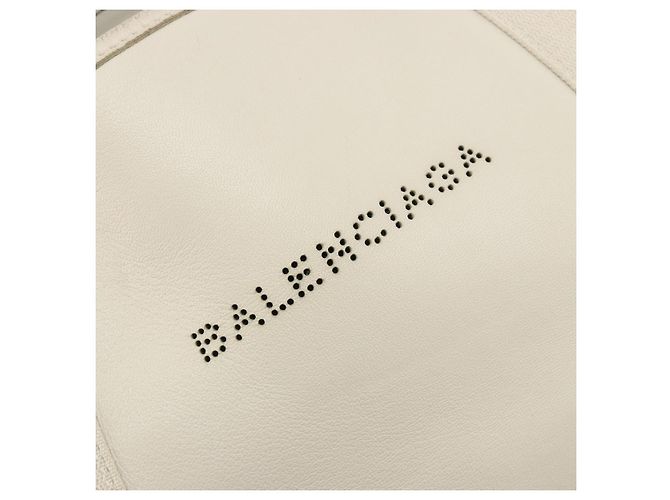 Borsa a mano BALENCIAGA Navy Cabas S in pelle Ivory Silver 339933 Auth 198623 Argento Crudo - vista 15