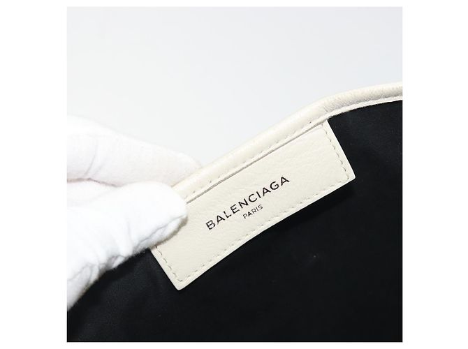 Borsa a mano BALENCIAGA Navy Cabas S in pelle Ivory Silver 339933 Auth 198623 Argento Crudo - vista 16