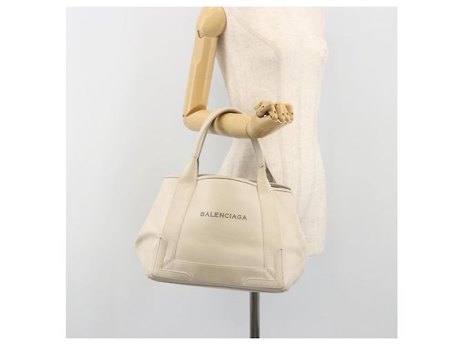 Borsa a mano BALENCIAGA Navy Cabas S in pelle Ivory Silver 339933 Auth 198623 Argento Crudo - vista 24