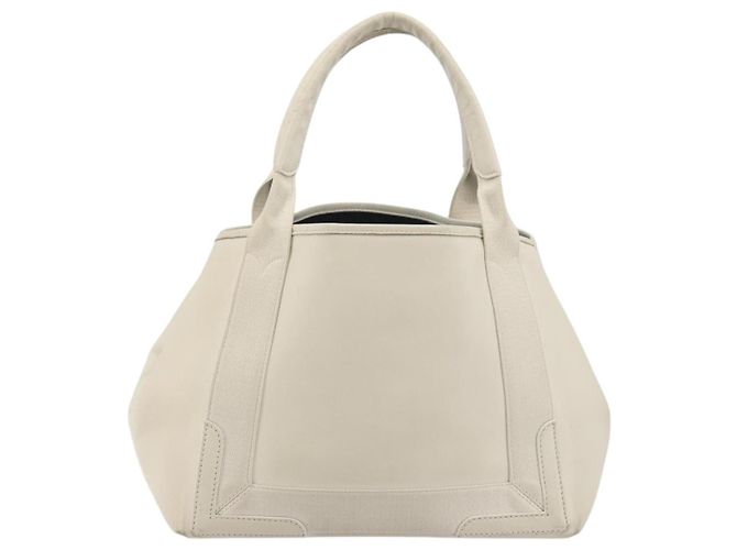 Borsa a mano BALENCIAGA Navy Cabas S in pelle Ivory Silver 339933 Auth 198623 Argento Crudo - vista 3