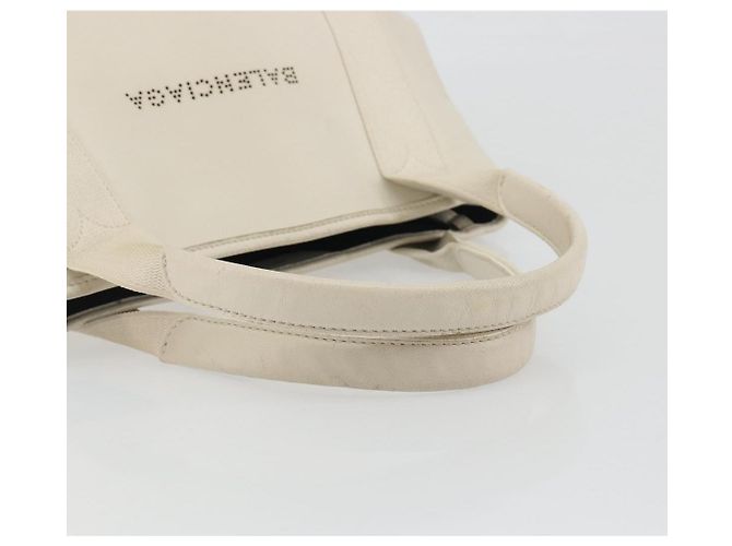 Borsa a mano BALENCIAGA Navy Cabas S in pelle Ivory Silver 339933 Auth 198623 Argento Crudo - vista 7