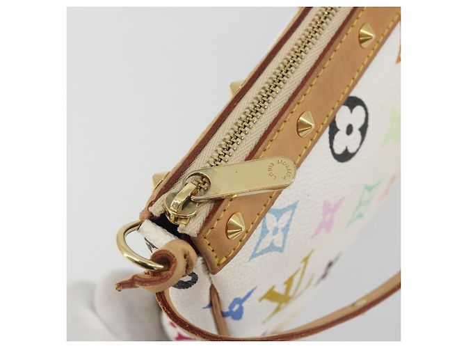 LOUIS VUITTON Monogram Multicolor Pochette Accessoires White M92649 Auth 196048V Bianco - vista 16
