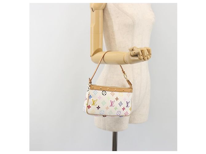 LOUIS VUITTON Monogram Multicolor Pochette Accessoires White M92649 Auth 196048V Bianco - vista 21