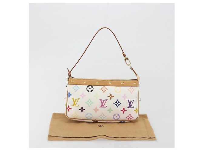 LOUIS VUITTON Monogram Multicolor Pochette Accessoires White M92649 Auth 196048V Bianco - vista 22