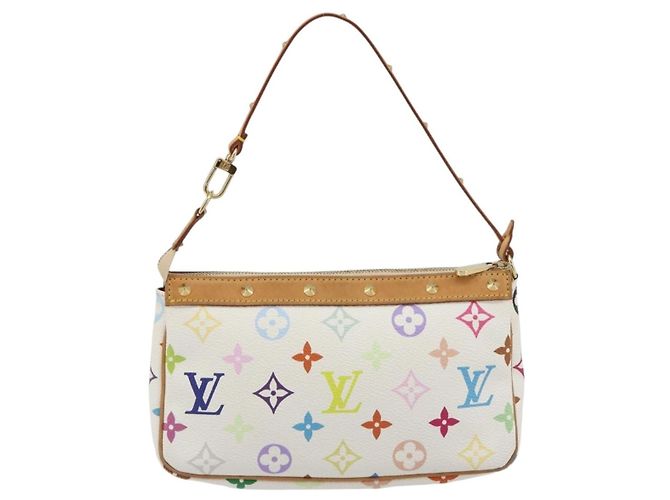 LOUIS VUITTON Monogram Multicolor Pochette Accessoires White M92649 Auth 196048V Bianco - vista 3