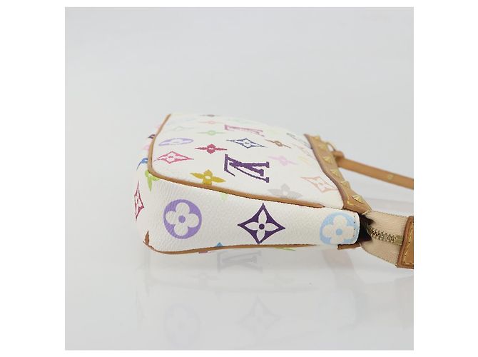 LOUIS VUITTON Monogram Multicolor Pochette Accessoires White M92649 Auth 196048V Bianco - vista 4