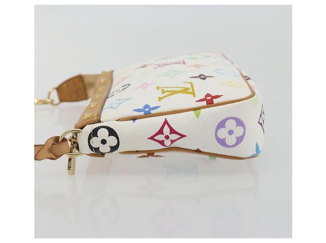 LOUIS VUITTON Monogram Multicolor Pochette Accessoires White M92649 Auth 196048V Bianco - vista 5