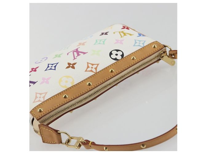 LOUIS VUITTON Monogram Multicolor Pochette Accessoires White M92649 Auth 196048V Bianco - vista 6