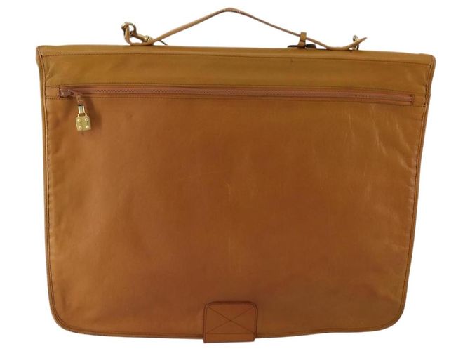 Funda para prendas LOEWE Anagram de cuero beige tono dorado Auth bs36558 - vista 3