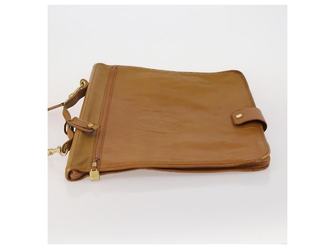 Funda para prendas LOEWE Anagram de cuero beige tono dorado Auth bs36558 - vista 5