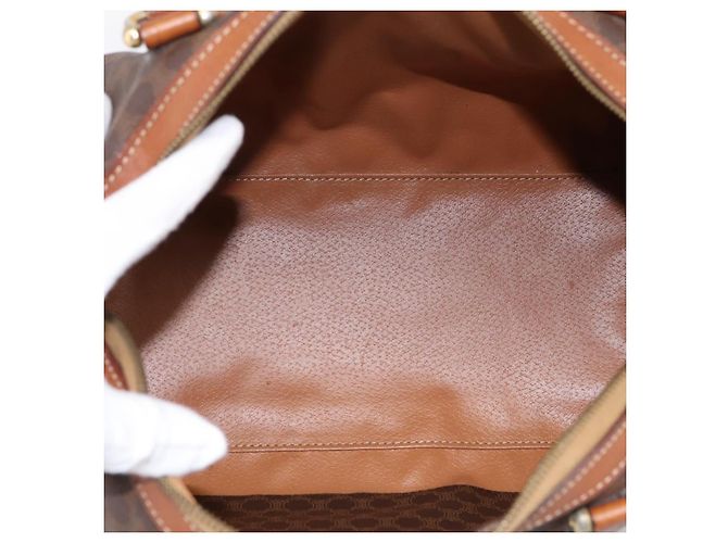 Céline Borsa a mano CELINE Macadam Canvas PVC Leather Brown Gold Auth mr2819 Marrone D'oro - vista 15