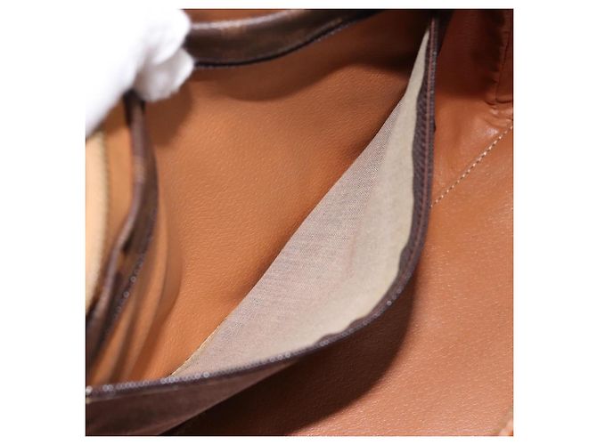 Céline Borsa a mano CELINE Macadam Canvas PVC Leather Brown Gold Auth mr2819 Marrone D'oro - vista 19