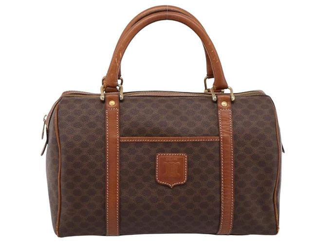 Céline Borsa a mano CELINE Macadam Canvas PVC Leather Brown Gold Auth mr2819 Marrone D'oro - vista 2