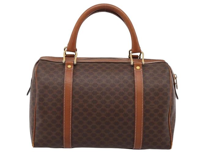 Céline Borsa a mano CELINE Macadam Canvas PVC Leather Brown Gold Auth mr2819 Marrone D'oro - vista 3