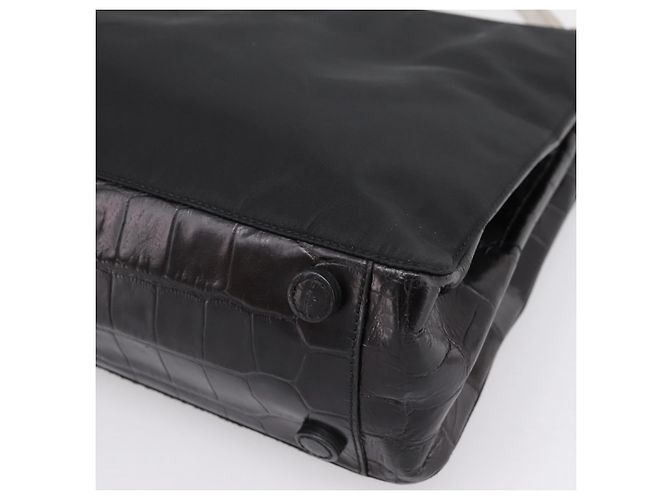 Borsa Tote PRADA Nylon Nero Argento Auth 198627A - vista 10