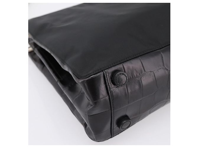 Borsa Tote PRADA Nylon Nero Argento Auth 198627A - vista 11