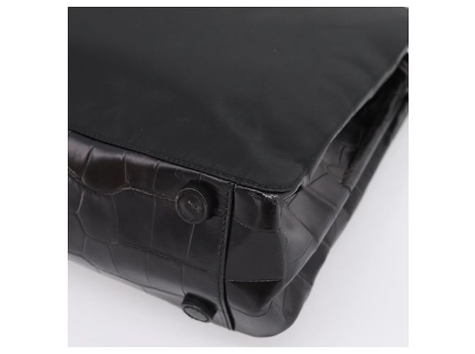 Borsa Tote PRADA Nylon Nero Argento Auth 198627A - vista 12