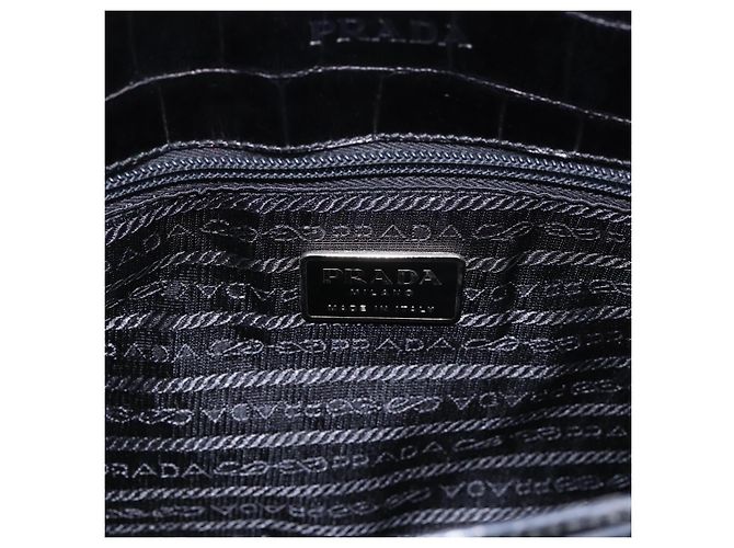 Borsa Tote PRADA Nylon Nero Argento Auth 198627A - vista 14