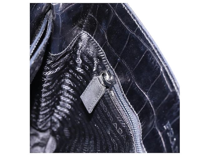 Borsa Tote PRADA Nylon Nero Argento Auth 198627A - vista 18