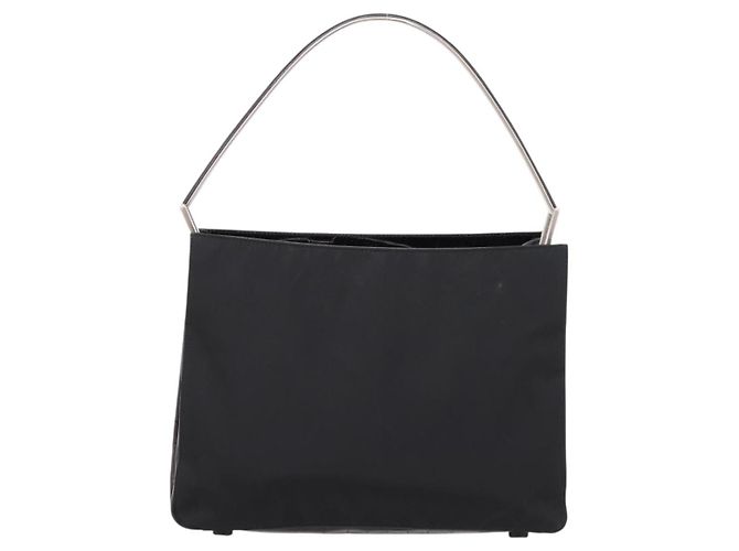 Borsa Tote PRADA Nylon Nero Argento Auth 198627A - vista 2
