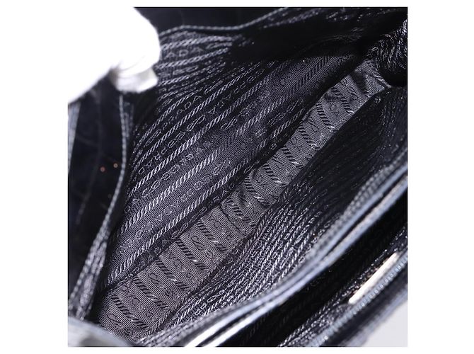 Borsa Tote PRADA Nylon Nero Argento Auth 198627A - vista 21