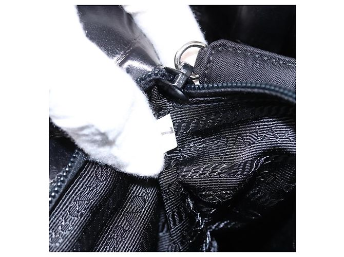 Borsa Tote PRADA Nylon Nero Argento Auth 198627A - vista 22