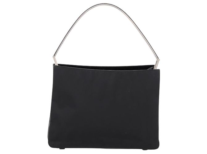 Borsa Tote PRADA Nylon Nero Argento Auth 198627A - vista 3
