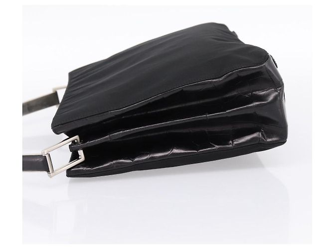 Borsa Tote PRADA Nylon Nero Argento Auth 198627A - vista 4