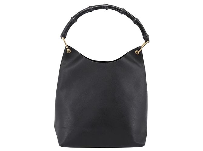 Borsa a tracolla GUCCI Bamboo in pelle nera e oro 001 1013 1881 Auth ka5766 Nero D'oro - vista 3