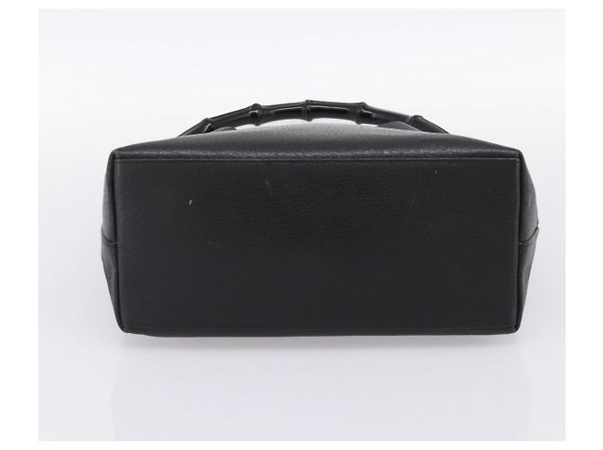 Borsa a tracolla GUCCI Bamboo in pelle nera e oro 001 1013 1881 Auth ka5766 Nero D'oro - vista 9