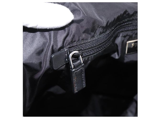 Borsa Tote PRADA Nylon Ivory Black Auth 198485A Nero Crudo - vista 18