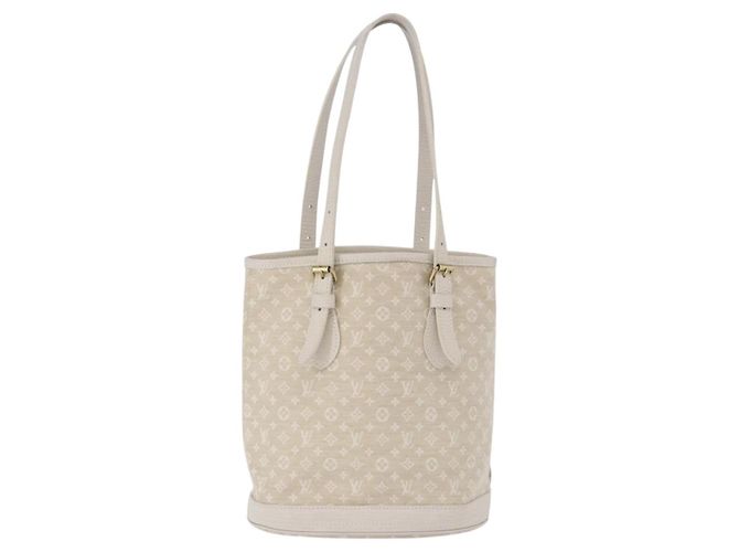 Borsa LOUIS VUITTON Monogram Mini Lin Bucket PM Bianca Dunne M95316 Auth ep15674V Bianco - vista 2