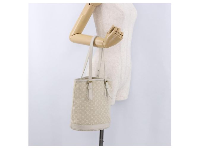 Borsa LOUIS VUITTON Monogram Mini Lin Bucket PM Bianca Dunne M95316 Auth ep15674V Bianco - vista 25