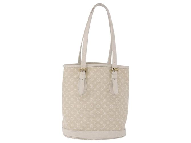 Borsa LOUIS VUITTON Monogram Mini Lin Bucket PM Bianca Dunne M95316 Auth ep15674V Bianco - vista 3